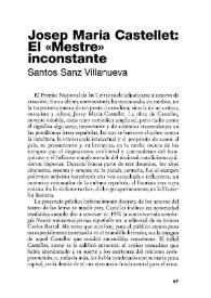 Josep Maria Castellet: El "Mestre" inconstante
 / Santos Sanz Villanueva | Biblioteca Virtual Miguel de Cervantes