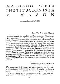 Machado, poeta institucionista y masón / Por Joaquín Casalduero | Biblioteca Virtual Miguel de Cervantes