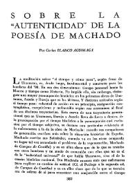 Sobre la "autenticidad" de la poesía de Machado / Por Carlos Blanco Aguinaga | Biblioteca Virtual Miguel de Cervantes
