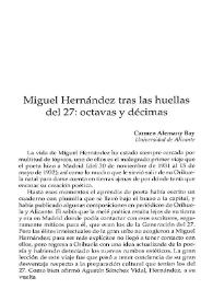 Miguel Hernández tras las huellas del 27: octavas y décimas / Carmen Alemany Bay | Biblioteca Virtual Miguel de Cervantes