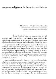 Aspectos religiosos de la cocina de Palacio / María del Carmen Simón Palmer | Biblioteca Virtual Miguel de Cervantes