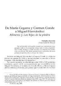 De María Cegarra y Carmen Conde a Miguel Hernández: "Mineros" y "Los hijos de la piedra" / Virtudes Serrano | Biblioteca Virtual Miguel de Cervantes