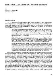 Hernández-Aleixandre, una amistad ejemplar
 / Gabriele Morelli   | Biblioteca Virtual Miguel de Cervantes