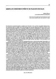 Sobre un cancionero inédito de Feliciano de Silva / Alberto Blecua | Biblioteca Virtual Miguel de Cervantes