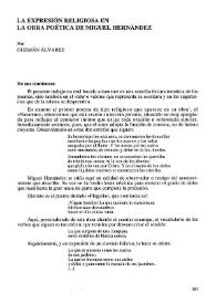 La expresión religiosa en la obra poética de Miguel Hernández / por Guzmán Álvarez | Biblioteca Virtual Miguel de Cervantes
