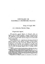 Epistolario de Farinelli y Menéndez Pelayo   | Biblioteca Virtual Miguel de Cervantes