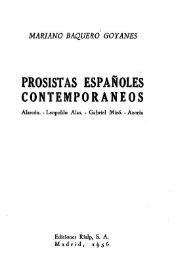Prosistas españoles contemporáneos : Alarcón - Leopoldo Alas - Gabriel Miró - Azorín / Mariano Baquero Goyanes | Biblioteca Virtual Miguel de Cervantes