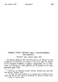 Sobre unos versos del "Cancionero de Baena". "Fynida" del poema núm. 438 / Manuel Alvar | Biblioteca Virtual Miguel de Cervantes