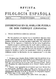 Diferencias en el habla de Puebla de Don Fabrique (Granada) / Manuel Alvar | Biblioteca Virtual Miguel de Cervantes