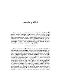Introducción a "Azorín y Miró" / Mariano Baquero Goyanes | Biblioteca Virtual Miguel de Cervantes