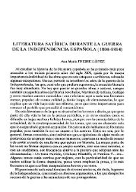 Literatura satírica durante la Guerra de la Independencia española (1808-1814) / Ana María Freire López  | Biblioteca Virtual Miguel de Cervantes