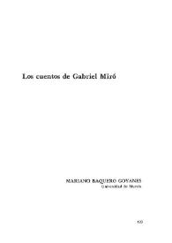 Los cuentos de Gabriel Miró / Mariano Baquero Goyanes | Biblioteca Virtual Miguel de Cervantes
