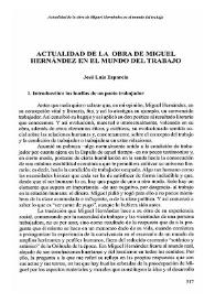 Actualidad de la obra de Miguel Hernández en el mundo del trabajo / José Luis Esparcia | Biblioteca Virtual Miguel de Cervantes