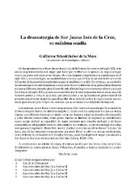 La dramaturgia de Sor Juana Inés de la Cruz, su máxima osadía / Guillermo Schmidhuber de la Mora      | Biblioteca Virtual Miguel de Cervantes