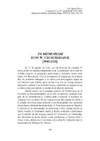 In memoriam Don W. Cruickshank (1942-2021) [necrológica] / Luis Iglesias Feijoo  | Biblioteca Virtual Miguel de Cervantes