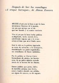 Después de leer los monólogos de "A traque barraque", de Alonso Zamora / Leopoldo de Luis | Biblioteca Virtual Miguel de Cervantes