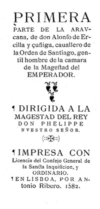 La Araucana, Primera Parte, 1582
