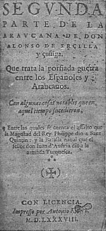 La Araucana, Segunda Parte, 1588