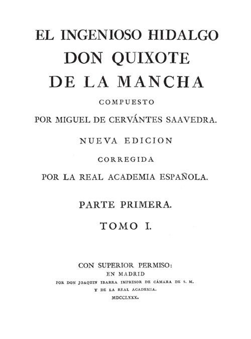 Quijote, RAE, 1780, portada