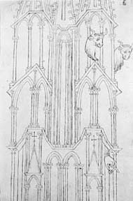 Villard d'Honnecourt: Torre
de la Catedral  de Laon, del "Livre de Portraiture", París,  Biblioteca
Nacional, c. 1220-1250.