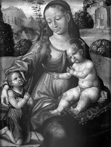 Paolo da San Leocadio:
La Verge, el Xiquet i Sant Joanet, València, Museu
de Belles Arts, Llegat Goerlich Miquel, València,
entre 1495-1505.