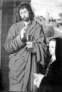 Mestre de Moulins: Anna de Bretanya presentada
per Sant Joan Evangelista, detall, París, Museu del
Louvre, c. 1492-1493.