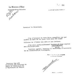 Documento n.º
9: carta del Ministerio de Asuntos Culturales francés
a Max Aub