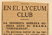 Noticia sobre la obra teatral «Fortalezas», de Adelina Gurrea Monasterio, en «El Sol», 14 enero 1936. Página primera.