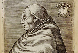 Martín V. Calcografía por Giovanni Battista Cavalieri para «Pontificum romanorum effigies», Rome: Apud Franciscum Zanettum, 1580 (Fuente: Biblioteca Valenciana Digital - BIVALDI).