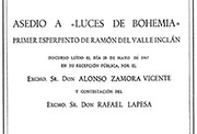 Portada de «Asedio a "Luces de Bohemia", primer esperpento de Ramón del Valle-Inclán» (Madrid, 1967).
