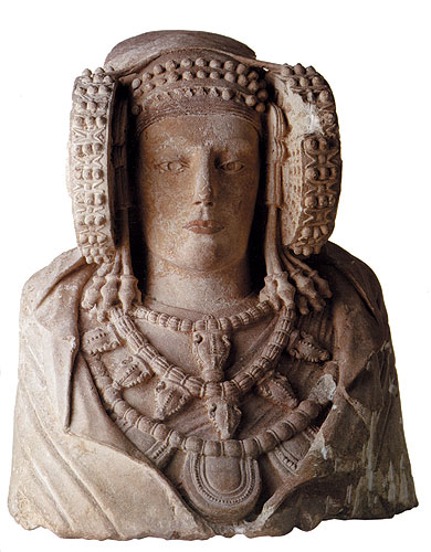 Busto Ibérico de La Dama de Elche. Yacimiento arqueológico de Ilici (La Alcudia, Elche).