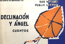 Portada de «Declinación y Ángel», Mendoza, Biblioteca Pública General San Martín, 1958 (Fuente: Biblioteca de la Agencia Española de Cooperación Internacional para el Desarrollo - AECID)