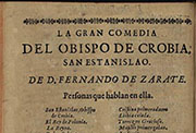 Portada de «Del obispo de Crobia, San Estanislao», de Antonio     Enríquez  Gómez. Impreso, Madrid, 1661. Biblioteca Nacional de   España.