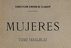 Portada de Concepción Gimeno de Flaquer, «Mujeres. Vidas paralelas», Madrid, Tipografía de Alfredo Alonso, 1893.