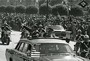 Visita a España del presidente Richard Nixon, paseo en coche descapotable con el General Franco. 1970.