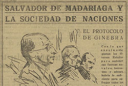Imagen dibujada de Salvador de Madariaga en «El Liberal», 10 de enero de 1925.
