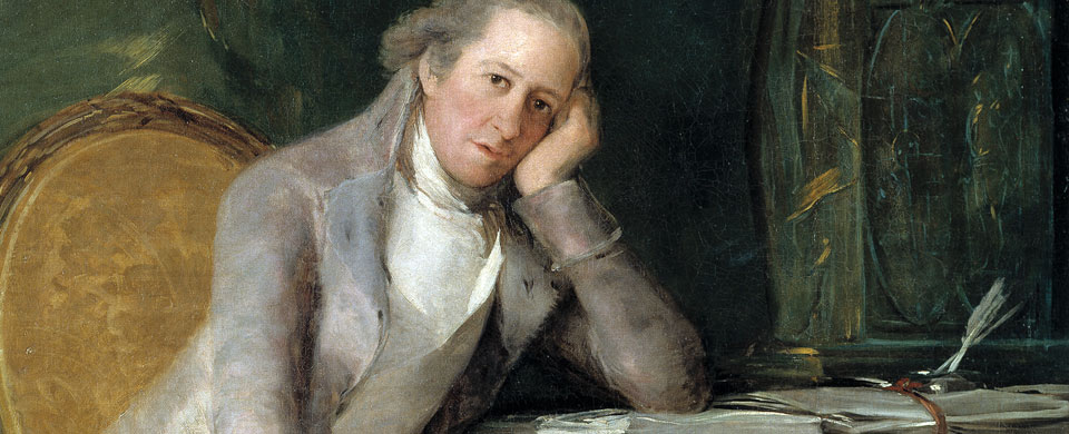 Diseño gráfico con un fragmento del retrato de Jovellanos realizado por Goya.