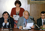 Gérard Dufour con los rectores de las universidades de Tübingen y Aix-Marsella 2 (Tübingen, 1998).