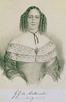 Retrato de Gertrudis Gómez de Avellaneda, por Ignaz Fertig, s. a. (Fuente: Biblioteca Digital Hispánica).