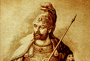 Constantino XI Paleólogo (1408-1453), último emperador del Imperio Bizantino (1449-1453). Retrato imaginario, de estilo romántico, realizado en el siglo XIX.