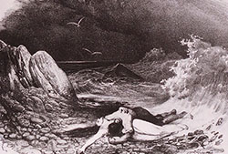 «El pescador» por D. F. Blanchard, Real Litografía de Madrid. Estampa que acompaña al primer número de «El Artista», Madrid, 1835. Ilustra la poesía de Eugenio de Ochoa del mismo título.