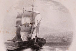 Litografía de Elena Feillet que apareció publicada con la primera versión de la «Canción del pirata» de José de Espronceda, publicada en «El Artista» (Madrid. Tomo I, 1835, pp. 43-44.