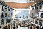 Dibujo de Comba representando supuestamente el Teatro del Príncipe en el siglo XVII.