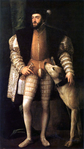   El emperador Carlos  V   de      Tiziano, 1548. 
 Madrid, Museo del Prado. 
 Juan Ramón Triadó,  Carlos  V  y su época: arte y cultura , Barcelona,  Carroggio ,  S. A. , 2000,  p.  37. 