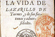 Portada del «Lazarillo» en Casa de Martín Nucio, Amberes, 1554.