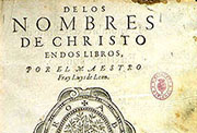 Portada de «De los nombres de Cristo» por Juan Fernández, Salamanca, 1583.