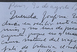 Carta manuscrita de Miguel Hernández a Josefina Manresa.