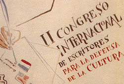 Cartel del II Congreso Internacional de escritores para la defensa de la cultura.