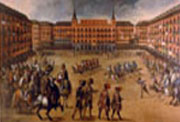 Fiesta en la Plaza Mayor de Madrid, de Juan de la Corte. Museo de Historia.