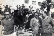 Jaime Gil de Biedma,  Blas de Otero y Gabriel Celaya (Formentor, 1959).